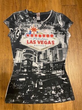 Las Vegas Graphic Tee with Embellished Sign
